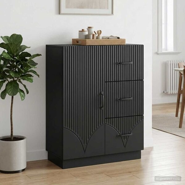 VidaXL Széf fiókkal Fekete 66 x 34,5 x 87 cm Szerelt Fa