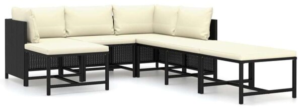 Polyrattan Kerti Ülőgarnitúra - 7 részes - Fekete