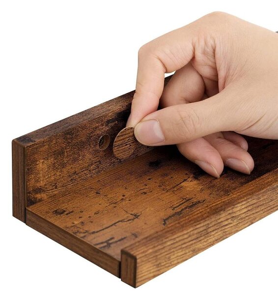 Falipolcok 3 db lebegő polc készlet, hossza 38 cm, rusztikus barna