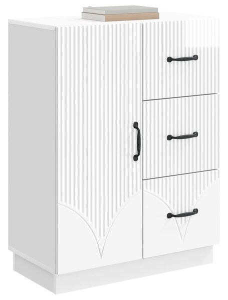 VidaXL Széf fiókkal Magasfényű Fehér 66 x 34,5 x 87 cm Szerelt Fa