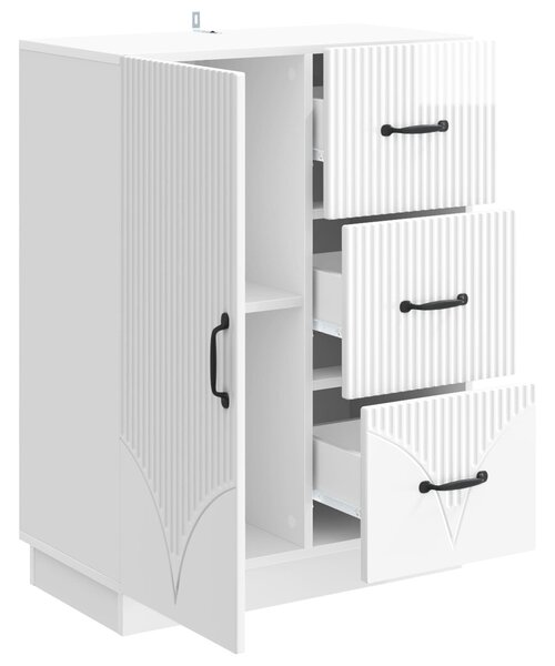 VidaXL Széf fiókkal Magasfényű Fehér 66 x 34,5 x 87 cm Szerelt Fa
