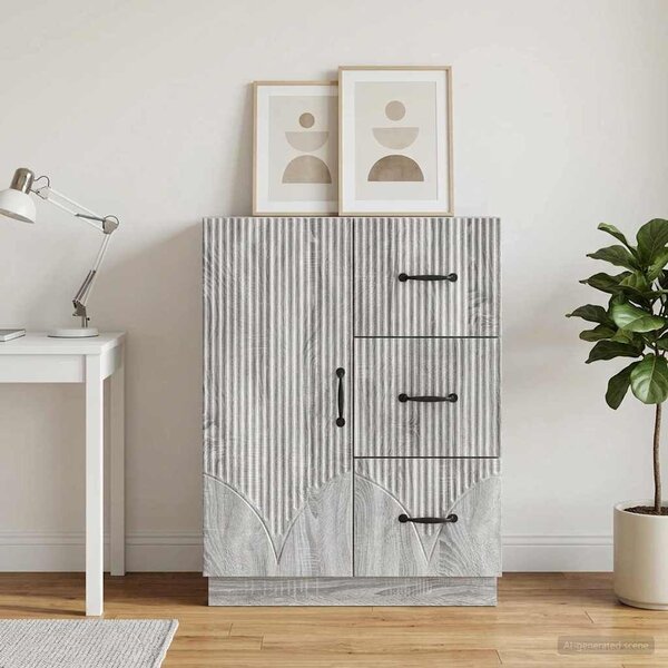 VidaXL Széf fiókkal Szürke Sonoma 66 x 34,5 x 87 cm Szerelt Fa