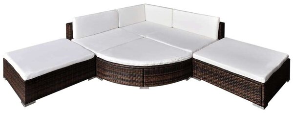 Polyrattan Kerti Bútorszett - 6 részes - Barna