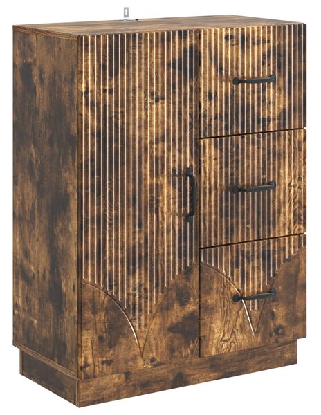 VidaXL Széf fiókkal Füstös Tölgy 66 x 34,5 x 87 cm Szerelt Fa