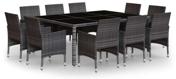 VidaXL 11 részes polyrattan kerti étkezőgarnitúra, szürke