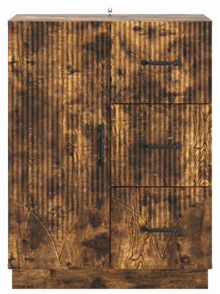 VidaXL Széf fiókkal Füstös Tölgy 66 x 34,5 x 87 cm Szerelt Fa