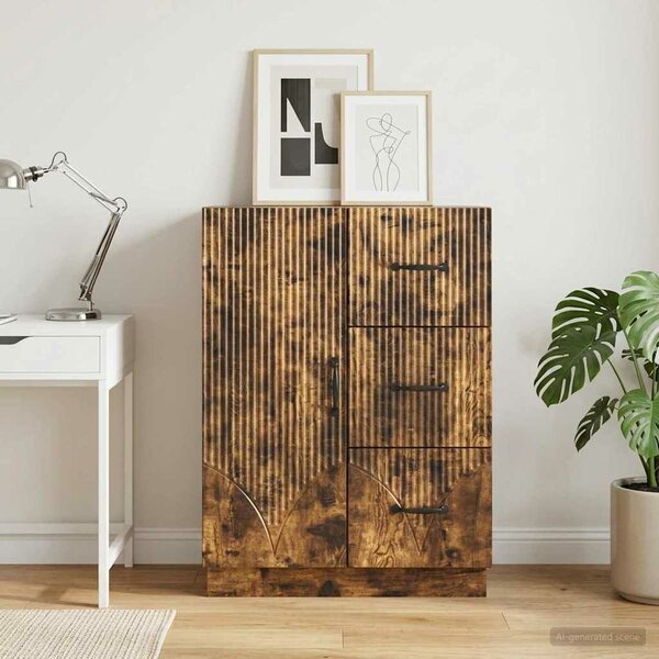 VidaXL Széf fiókkal Füstös Tölgy 66 x 34,5 x 87 cm Szerelt Fa