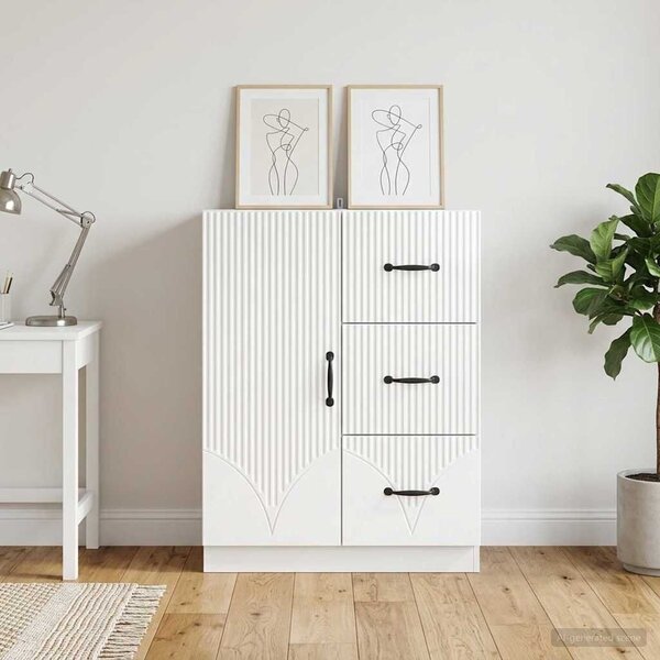 VidaXL Széf fiókkal Magasfényű Fehér 66 x 34,5 x 87 cm Szerelt Fa