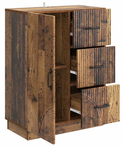 VidaXL Széf fiókkal Antik Fa 66 x 34,5 x 87 cm Szerelt Fa