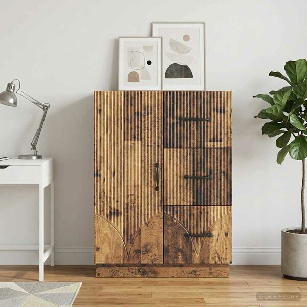 VidaXL Széf fiókkal Antik Fa 66 x 34,5 x 87 cm Szerelt Fa