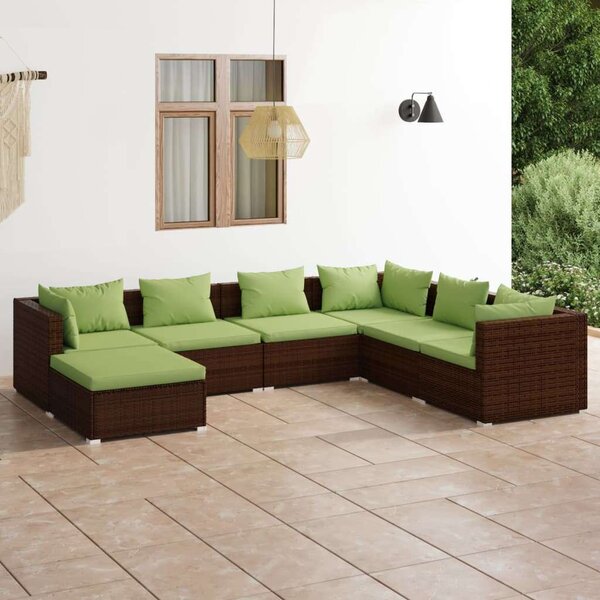 Polyrattan Kerti Ülőgarnitúra - 7 részes - Barna