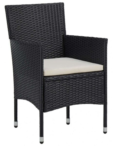 Polyrattan Kerti Étkezőgarnitúra - 5 részes - Fekete