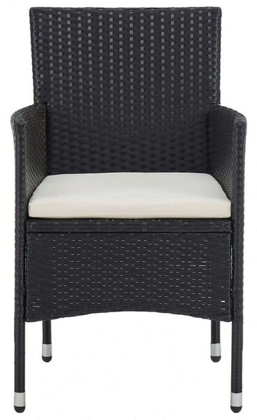 Polyrattan Kerti Étkezőgarnitúra - 5 részes - Fekete