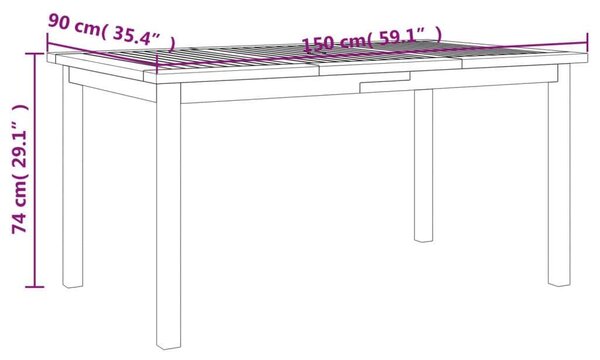 Akácfa Kerti Étkezőgarnitúra - 5 Fős - 150x90 cm