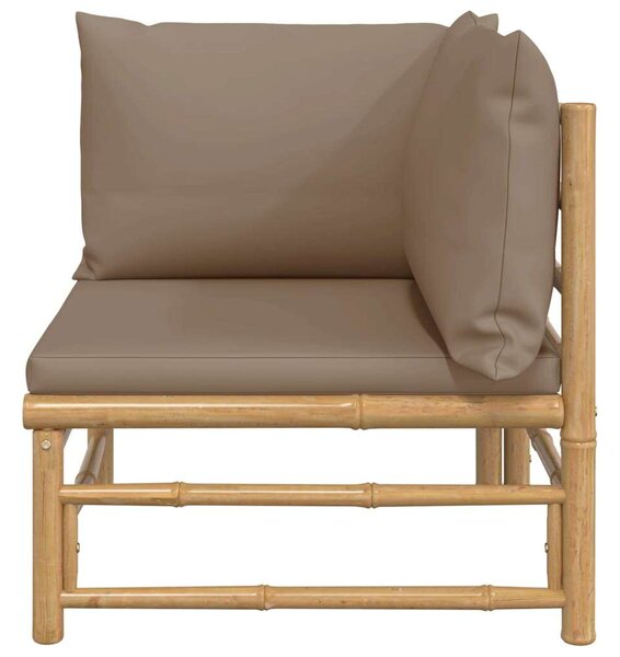 VidaXL Bambusz Sarokkanapé - Taupe Párnákkal - 69x69x65 cm