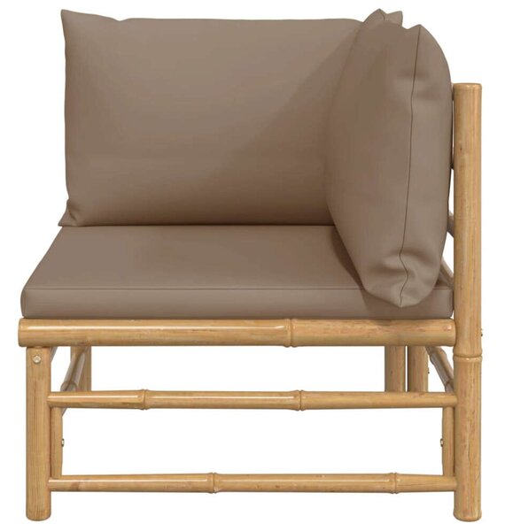VidaXL Bambusz Sarokkanapé - Taupe Párnákkal - 69x69x65 cm