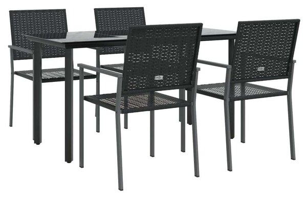 VidaXL 5-részes polyrattan és acél kerti étkezőgarnitúra