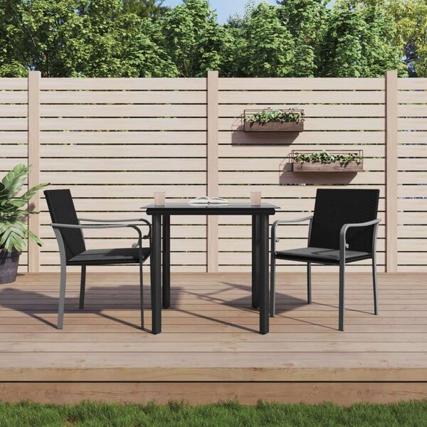 VidaXL 3-részes polyrattan és acél kerti étkezőgarnitúra párnával