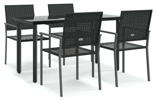 VidaXL 5-részes polyrattan és acél kerti étkezőgarnitúra