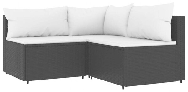 VidaXL 4 részes fekete polyrattan kerti ülőgarnitúra párnákkal