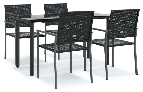 VidaXL 5-részes polyrattan és acél kerti étkezőgarnitúra