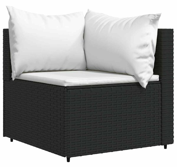 VidaXL 4 részes fekete polyrattan kerti ülőgarnitúra párnákkal