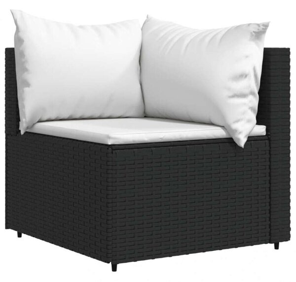 VidaXL 4 részes fekete polyrattan kerti ülőgarnitúra párnákkal