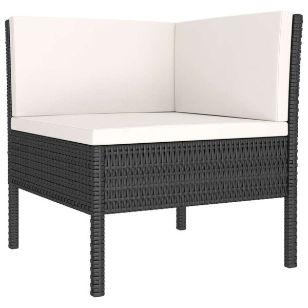VidaXL 3 részes fekete polyrattan kerti ülőgarnitúra párnákkal
