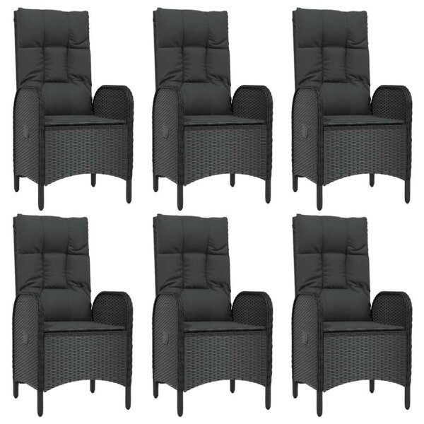 VidaXL 7 részes fekete polyrattan kerti étkezőgarnitúra párnával