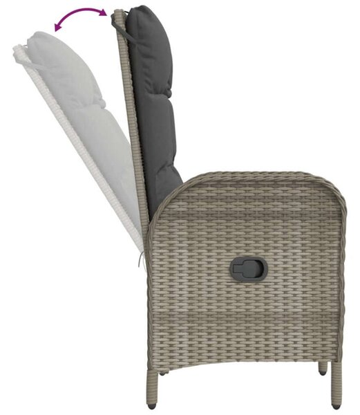 VidaXL 9 részes szürke polyrattan kerti étkezőgarnitúra párnával