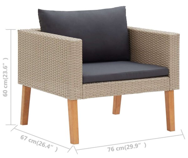 VidaXL Polyrattan Kerti Ülőgarnitúra - 3 részes - Bézs