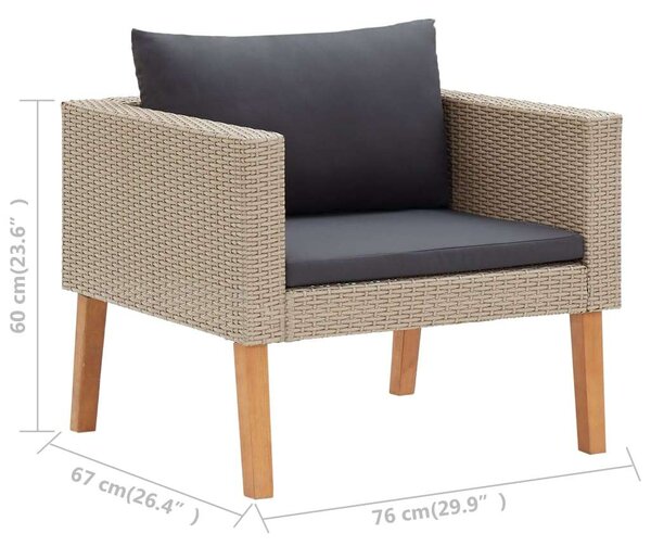 VidaXL Polyrattan Kerti Ülőgarnitúra - 3 részes - Bézs