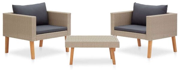 VidaXL Polyrattan Kerti Ülőgarnitúra - 3 részes - Bézs
