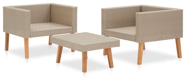 VidaXL Polyrattan Kerti Ülőgarnitúra - 3 részes - Bézs