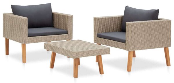 VidaXL Polyrattan Kerti Ülőgarnitúra - 3 részes - Bézs