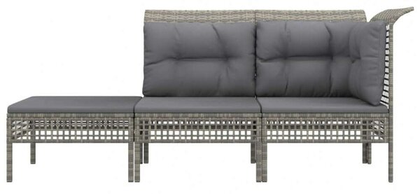 Polyrattan Kerti Ülőgarnitúra - 3 részes - Szürke