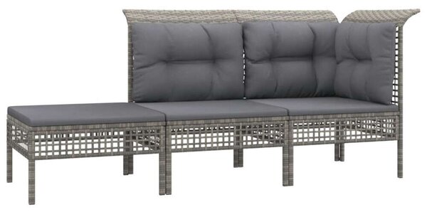 Polyrattan Kerti Ülőgarnitúra - 3 részes - Szürke