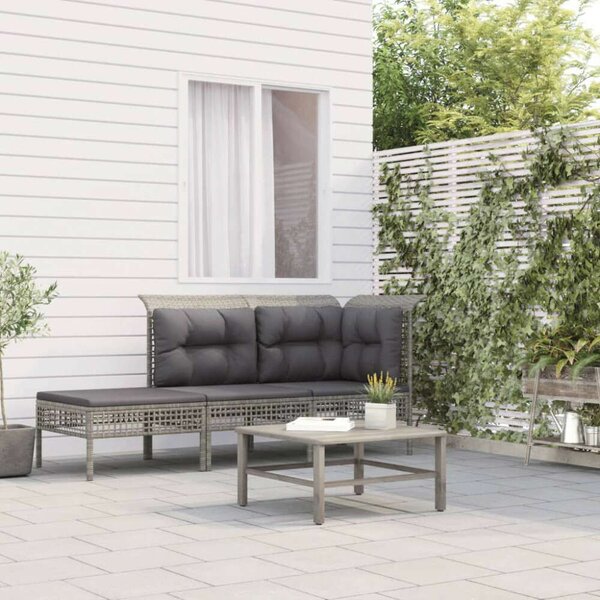 Polyrattan Kerti Ülőgarnitúra - 3 részes - Szürke