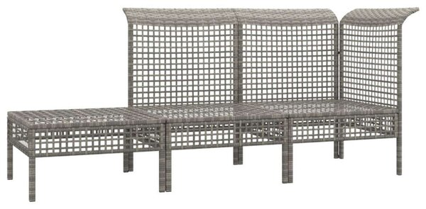 Polyrattan Kerti Ülőgarnitúra - 3 részes - Szürke