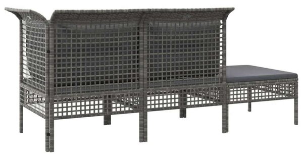 Polyrattan Kerti Ülőgarnitúra - 3 részes - Szürke