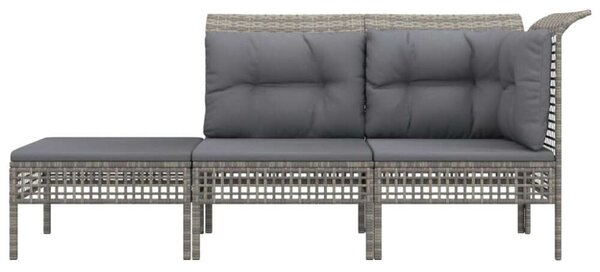Polyrattan Kerti Ülőgarnitúra - 3 részes - Szürke