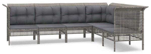Polyrattan Kerti Ülőgarnitúra - Szürke - 6 részes