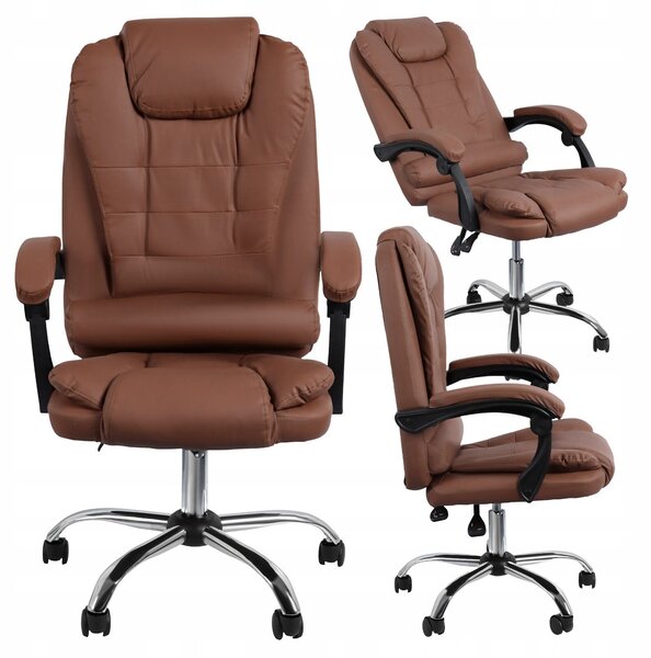 Ergonomikus irodai szék, Zola, állítható magasság, forgó görgők, deréktámasz párna, műbőr, barna/fekete