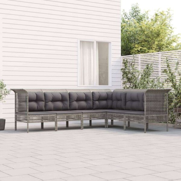 Polyrattan Kerti Ülőgarnitúra - Szürke - 6 részes