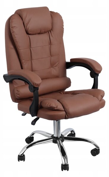 Ergonomikus irodai szék, Zola, állítható magasság, forgó görgők, deréktámasz párna, műbőr, barna/fekete