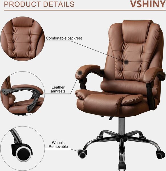 Ergonomikus irodai szék, Zola, állítható magasság, forgó görgők, deréktámasz párna, műbőr, barna/fekete