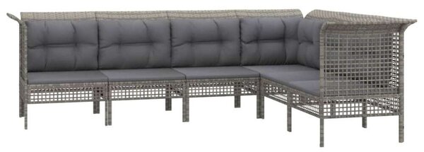 Polyrattan Kerti Ülőgarnitúra - Szürke - 6 részes