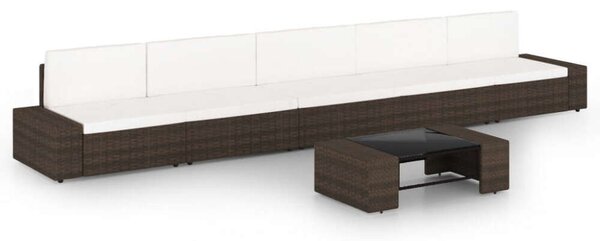 VidaXL 6 részes barna polyrattan kerti ülőgarnitúra párnákkal