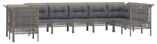 VidaXL 9 részes szürke polyrattan kerti ülőgarnitúra párnákkal