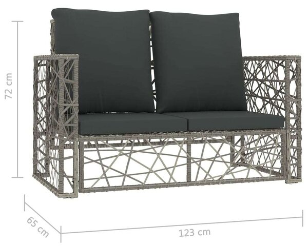 2-részes szürke polyrattan kerti bútorszett párnákkal